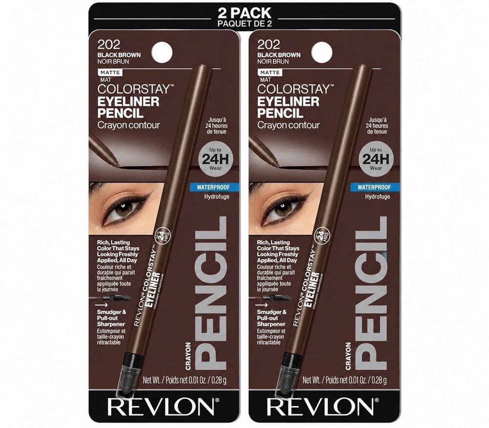 2 Pack Revlon ColorStay Waterproof Eyeliner, Black Brown 202, 0.01 oz BRAND NEW